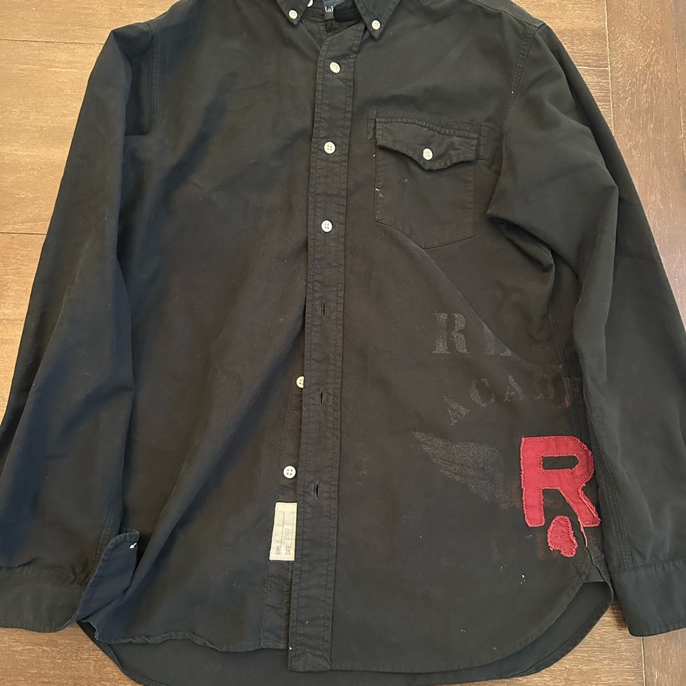 Men's Polo Ralph Lauren Black Casual Shirt with Red Accents